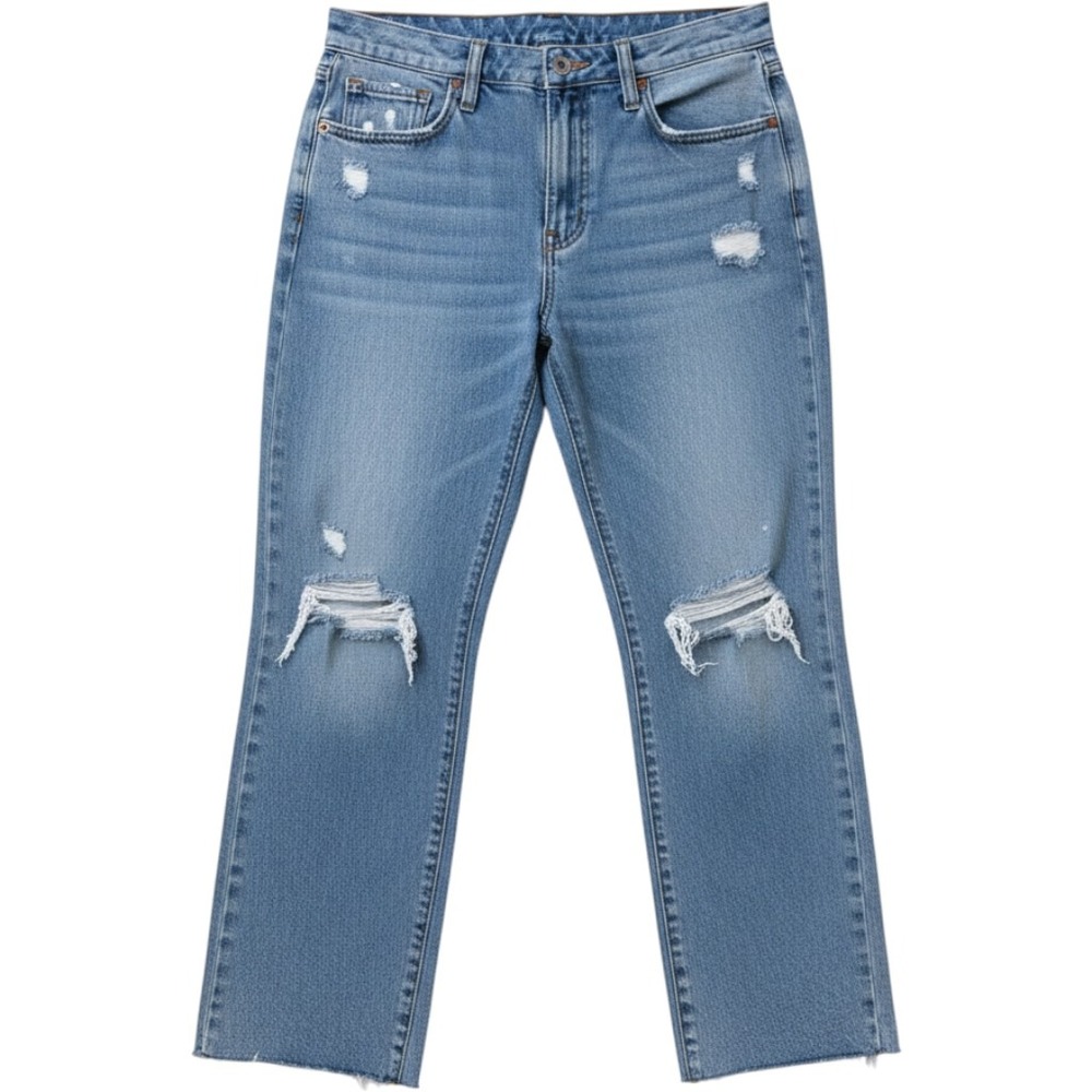 Joes Jeans The Niki Distressed Denim Boyfriend Fit Blue Jeans Raw Hem Grunge